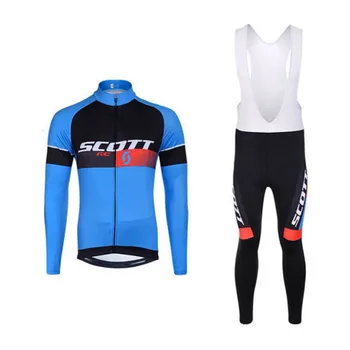 SCOTT Long Sleeve Kolesarjenje Jersey Set Bib Hlače Ropa Ciclismo Kolesarska Oblačila MTB Kolo Jersey Enotno Moških Oblačil