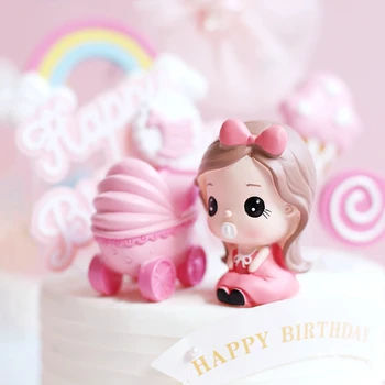 Smole Cucla Princesa Otroški Voziček Dekoracijo Lollipop Happy Birthday Cake Pokrivalo Otrok Svate Dobave Roza Ljubezen Darila