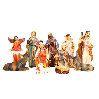 11Pcs/set Kristusovo Rojstvo Jezusa Ornament jaslic Jasli Dekor Katoliške Kip Božič, Notranja Jasli Scene Božič