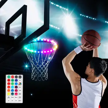 LED Košarkarski Obroč Luči Daljinski upravljalnik Košarka Platišča LED Lučka 4 Načini 16 Barvno Neprepustna za Usposabljanje Igranje na Prostem