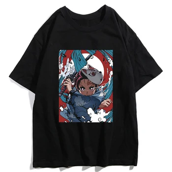 Demon Slayer Kimetsu Ne Yaiba Anime Čistega Bombaža T-Shirt Kul Moda Hashibira Inosuke T-Shirt Casual Moški Kratek Rokav Vrhovi Tees