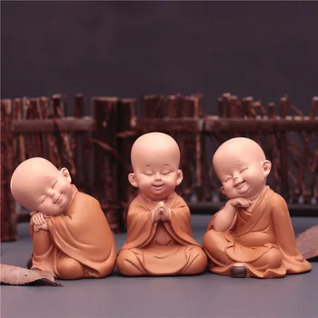 Kawaii Budistični Menihi DIY Miniaturni Bonsaj Kipci Bude, Kip Pravljice Avto Okraski Meditacija Doma Vrt Docor Dekoracijo