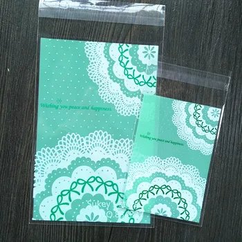 100 kozarcev/veliko,3size Plastične vrečke,10x15cm zelena Čipke bowknot piškotek embalaža, vrečke,samolepilne vrečke brezplačna dostava