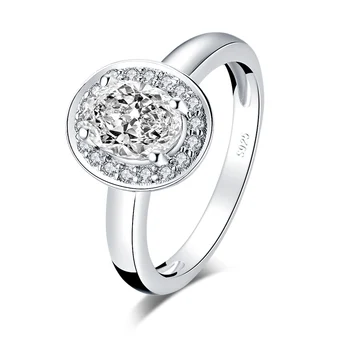 LESF Obroč 925 Sterling Srebro 1.25 CT Ovalne SONA Diamond Prst Obroči za Ženske, Poroka, Izjavo, Fine Nakit