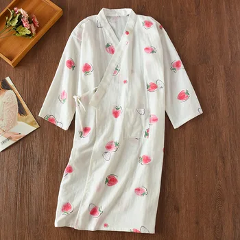Ženske bombažno pižamo nastavite pomlad poletje jesen dvojno plast bombaža gaza srednjega sleeved hlače kimono domov storitev bo ustrezala tanko