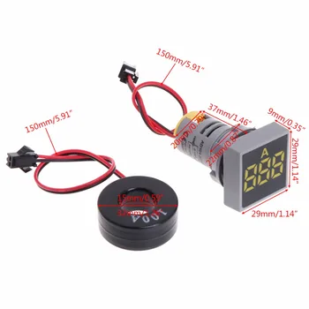 22 MM 0-100A Digitalni Ampermeter Tekoči Meter Indikator Led Lučka za Kvadratni Opozorilne Luči AC 220V-