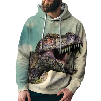 3D Tiskanje Visual Dinozaver Hoodie Spomladi In Jeseni Priložnostne Long Sleeve Hooded Puloverju Prevelik pulover s kapuco moška Majica Vrhovi