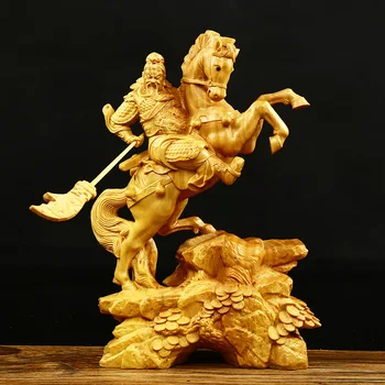 Šimšir Lesa Carvinga Guan Yu Kiparstvo Obrt Buxus Sinica Masivnega Lesa, Desk Doma Dekor Oprema Dekoracijo Urad Darila