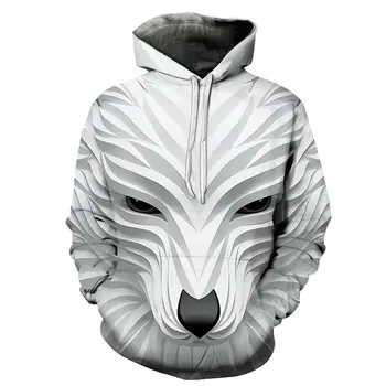 Hooded zver volk pulover, oblačila hip hop 3D tiskanje pomlad moških in žensk do leta 2020 najbolje prodajanih divje živali hooded priložnostne hooded s