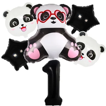 6pcs/set Risanka Panda Temo Folija Baloni za Rojstni dan Okraski Stranka Dobave Baloni Baby Tuš Dobave Globos Otroci Igrače