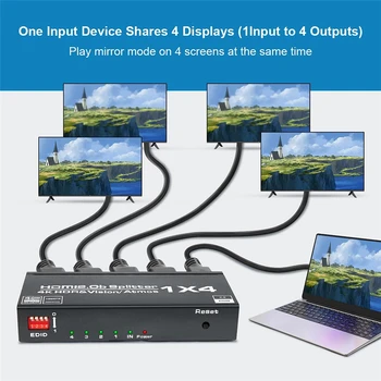 Navceker 1x2 Stikalo za Ločevanje HDMI je združljiv 4k 60Hz 1 v 2 od 4 za Dvojno Spremlja 1080P 3D 1x4 HDMI Splitter za PS4 pro