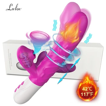 Sesanju Thrusting Rabbit Vibrator Za Ženske Klitoris Bedak Stimulator Ogrevanje Dildo Vibratorji Ženskega Spola Igrače Za Odrasle 18