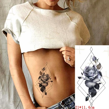 Nepremočljiva Začasni Tattoo Nalepke Skica Geometrijo Rose Flash Tetovaže Ženske Sova Oči Metulj Body Art Roko Ponaredek Tattoo Moški