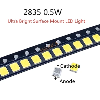 100 kozarcev/veliko SMD LED 2835 Bela Čip 0,5 W 3V 150mA 50-55LM Ultra Svetla SMT 0,5 W Površinski PCB LED-Light Emitting Diode
