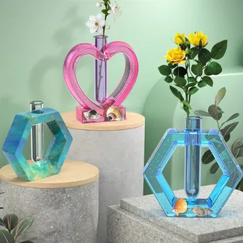 DIY Kristalno Epoksi Smolo Plesni Heksagonalna Ljubezni Cvet Epruveto, Gojenje Vodnih Rastlin Silikonsko Plesni