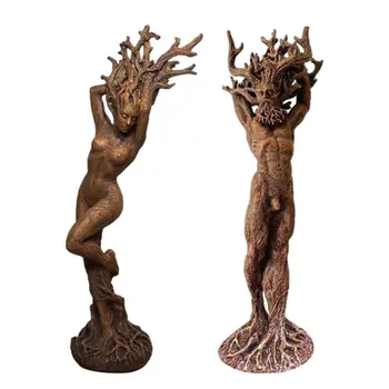 Drevo Človek Kip Obrt Smolo Figur Ornament Mythic Umetnine za Domačo Pisarno Cafe, Restavracija Dekoracijo
