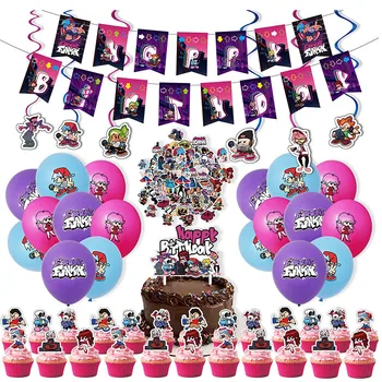 102pcs petek Zvečer Funkin Temo Rojstni dan Dobave Nastavite Cupcake Dekoracijo Balon Party Dekoracijo Kit za Otroke