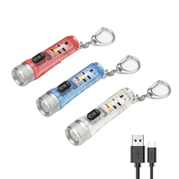 Mini Keychain Žep Baklo s Sponko USB Polnilne EOS LED Luči Svetilka Svetilka Nepremočljiva Prenosna Lučka za Kampiranje