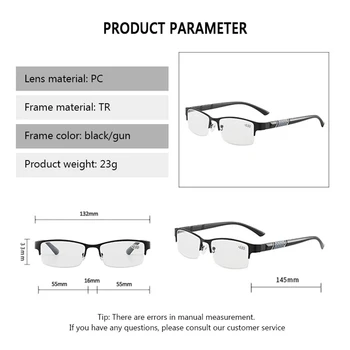 Branje Očala Moški Ženske Prilagodljiv TR90 Pol Okvir Presbyopic Očala Povečevalna Računalnik Očala Povečevalna Anti UV Očala