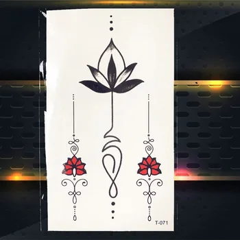Zapestnica Lotus Flower Black Geometrijo Tattoo Nalepke Dekleta Telo Prst Roke Gleženj Decals Tetovaže Buda Ponaredek Tatto Ženske
