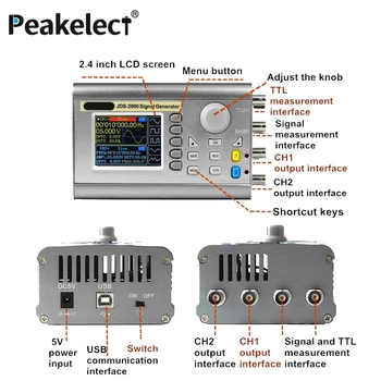 Peakelect JDS2900 50MHz DDS Funkcija Signal Generator Dual 2-Kanalni Ročni Signalni Vir Poljubna Valovna Digitalni Nadzor