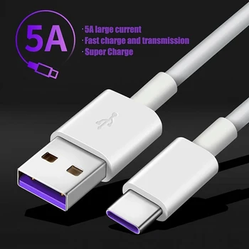 Hitro Polnilnik 5A USB Tip C Kabel za Samsung S20 S21 A51 Datum Hitro Polnjenje Mobilnega Telefona Kabli, Žice, Bele Črte, Polnjenje Xiaomi