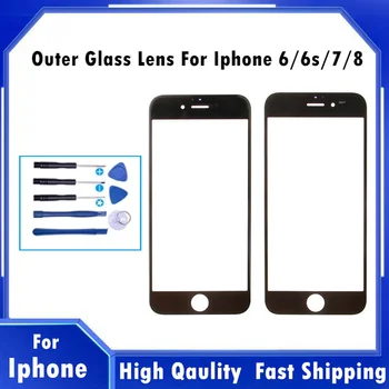 AAA++++ Qaulity Sprednji Zunanji steklo objektiv Nadomestnih Delov za iPhone 6 6s 7 7 plus 8 plus Sprednji Zunanji Zaslon Steklo Objektiva