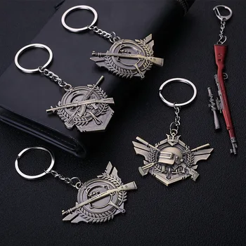 Novo Medaljo Keychain Elemente Igre Chicken Igre Avto Key Ring Ustvarjalne Obesek Pribor Zlitine Orožje Model Darila za Prijatelje