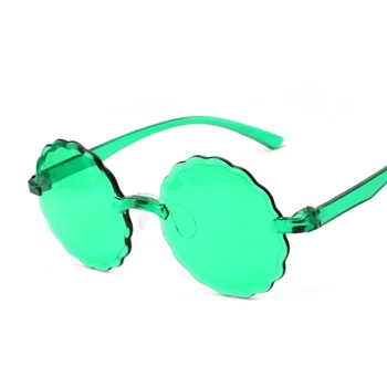 Moda Okrogla Sončna Očala Ženska Velik Okvir, Zelena, Roza Gradient Sončna Očala Cvet Design Candy Barve, Ogledalo Rimless Oculos De Sol