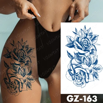 Sok Črnilo Tetovaže Body Art Trajne Nepremočljiva Začasni Tattoo Nalepke Rose Cvet Pearl Tattoo Roko Ponaredek Metulj Peony Tatto