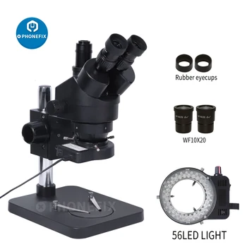 7X-45X Black Simul-Osrednja Trinocular Stereo Zoom Mikroskop, Mobilni Telefon, Oprema za Popravilo z 56LED Svetlobe 1pair Okular WF10X