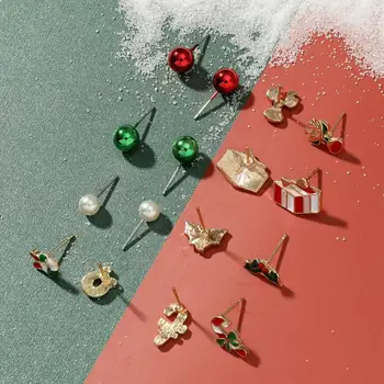 8Pcs/set Božič Uhani Nakit Dodatki Set Srčkan Santa Claus Snežaka Drevo Bell Božična Darila za Najstnike, Dekleta, Otroci 2021