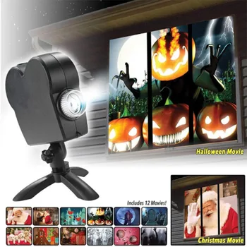 Sablastan Noči Čarovnic Holografski Projektor Halloween Luči 12 Filmov Okno Wonderland Filmski Projektor Padec Ladijskega Prometa