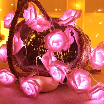 Roza Romantično LED Rose Cvet Niz Luči za 19,6 FT 40LEDs Baterijo, USB Vila Lučka Lučka za na Prostem za Valentinovo, Poročni Sobo