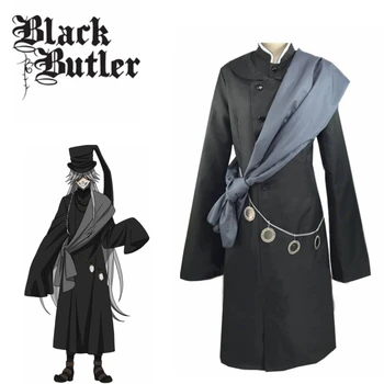 Anime Black Butler Kuroshitsuji Pogrebnik Cosplay Kostum, čevlje Halloween Kostumi Meri Izdelan Celoten Sklop Klobuk Verige in lasuljo