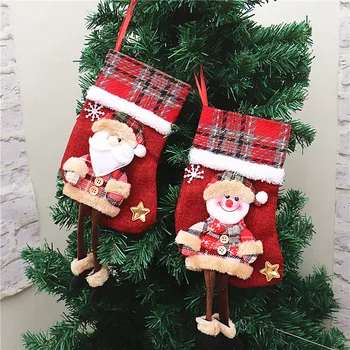 1pc Božične Nogavice, Nogavice Otroci Novo Leto Navidad Santa Elk Medved Tiskanje Candy Xmas Gift Bag Kamin Xmas Tree Okraski