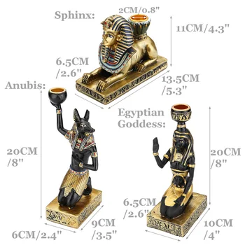 Smole Figurice Candleholder Retro Starodavne Egipčanske Boginje Sfinga Anubis Obliko Svečnik Obrti Doma Dekorativne Okraske