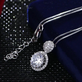 Pravi 925 sterling srebrni obesek crystal čar ogrlica trendovski nakit, belo vzmetenje kratkih verig obeski
