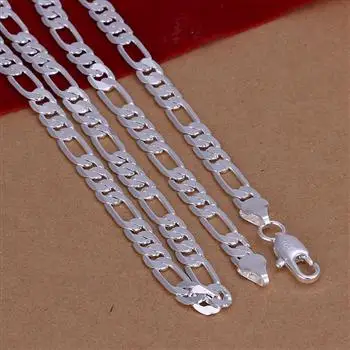 2016 Novo vrhunsko Kakovost Silver Plated & Ožigosan N925 4 mm Figaro moške verige ogrlica za ženske, moške nakita debelo 16-30inch