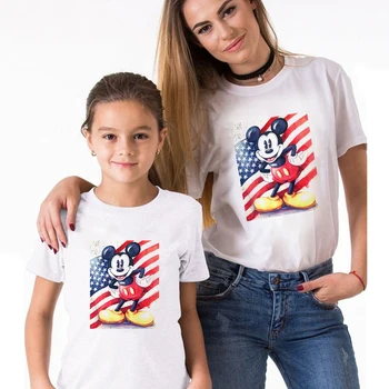 Famliy Videz Daisy Raca tisk T-shirt Kratek rokav Mama in Hči Tshirt Družino Ujemanje Oblačila Dropship