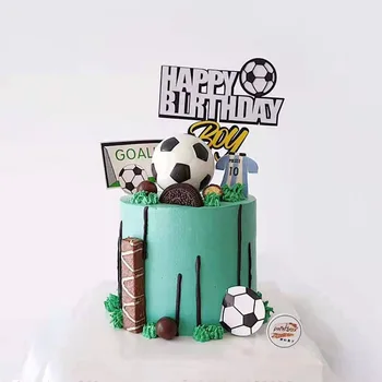 Košarka Nogomet Tema Stranka Cupcake Pokrivalo Happy Birthday Cake Pokrivalo Flage za Otroke Fant Rojstni dan Torta Decors Dobave