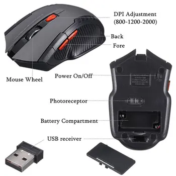 Mini miške 2,4 GHz Wireless Optični Gaming Miška Brezžični Miši za PC Prenosni Namizni Gaming Prenosni računalniki, Računalniško Miško Igralec