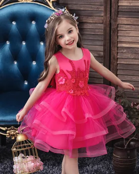 2021 Novo Poletje Princesa Obleko Za Baby Dekleta Tutu Čipke Lok Cvet, Otroci, Oblačila, Božič Vestidos Obleko Blue Rose Pink 2-5-10