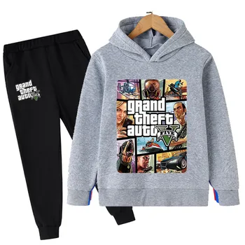 Grand Theft Auto Igro Gta V, 5 Hoodie Hlače Oblačila Sklop Otroci Priložnostne Obrabe Šport Fantje Šport Malčka Dekleta Nastavite 2021