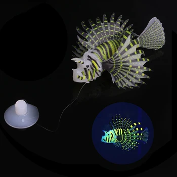 Majhen Akvarij Umetni Svetlobni Lionfish Fish Tank Krajine Žareti V Temno Silikonski Ponaredek Ribe Plavajoče Ornament Akvarij Dekor
