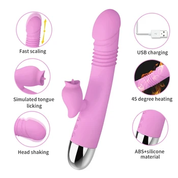 HaoQi Sex Igrača Za Ženske Klitoris Stimulator Hitro Orgams Vibratorji Vagina Thrusting G Spot Močan Lizanje Masturbator Dildos