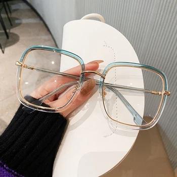 2021 Modni Veliki Kvadratni Okvir Očal Ženske Oblikovalec Letnik Optični Pregleden Očala Ženska Očala Oculos Feminino