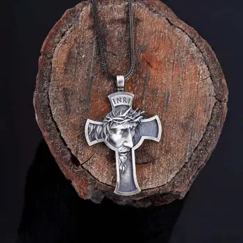 Classic Vintage Jezus Krono Križ Obesek Ogrlice za Moške Trend Čare Priložnostne Stranka Amulet Nakit, Darilo za Moške Ogrlica