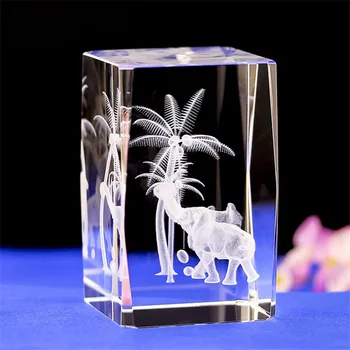 K9 Crystal Cube 3D Lasersko Vgravirana Slon Kocka Okraski Steklene Miniature Za Ljubezen Darila Dom Dekor Poročno Darilo Avto Okraski