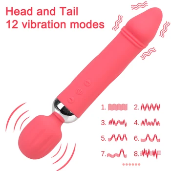 Ženska Masturbacija Dvojni Vibrator Sex Igrače za Ženske Klitoris Stimulator 12 Načinu G-Spot Vibrator AV Palico Vibrator Seks Izdelka
